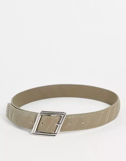 Belt With Buckle In Taupe