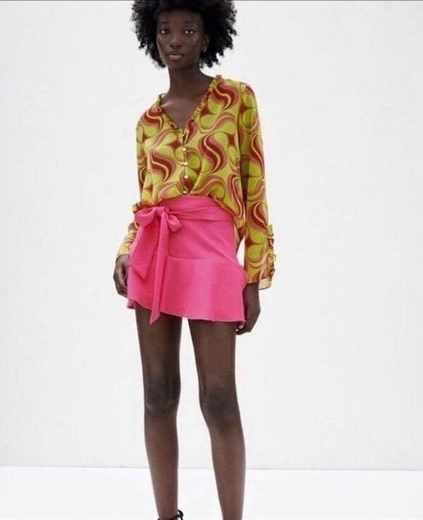 Bell Sleeve Print Top