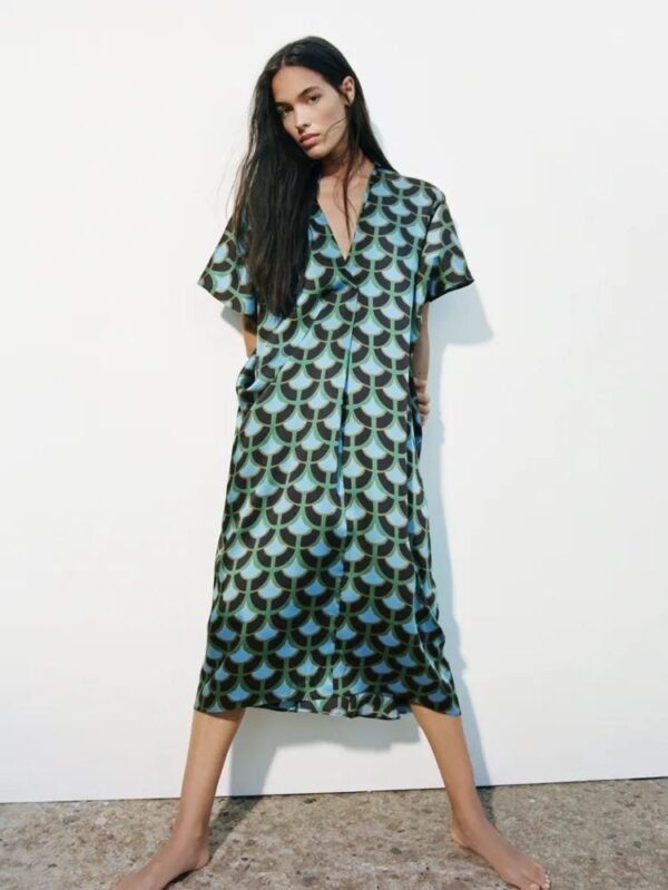 Geo Print Kaftan Tunic Dress