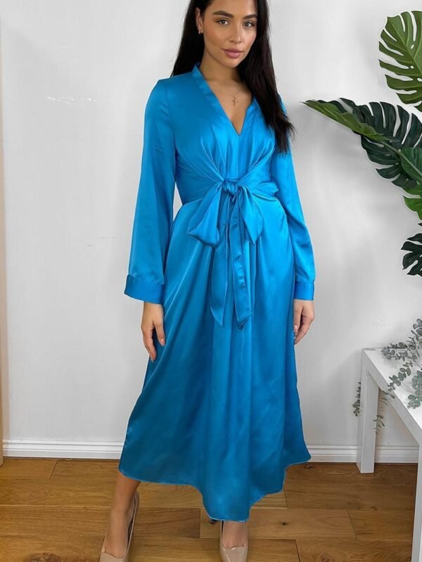Satin Kimono Tie Front dress