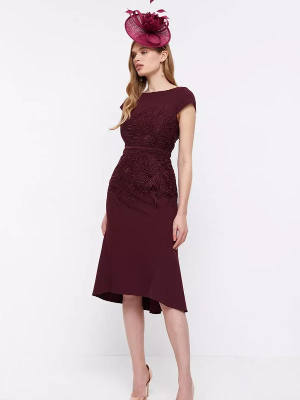 Premuim Lace Dress With Crepe