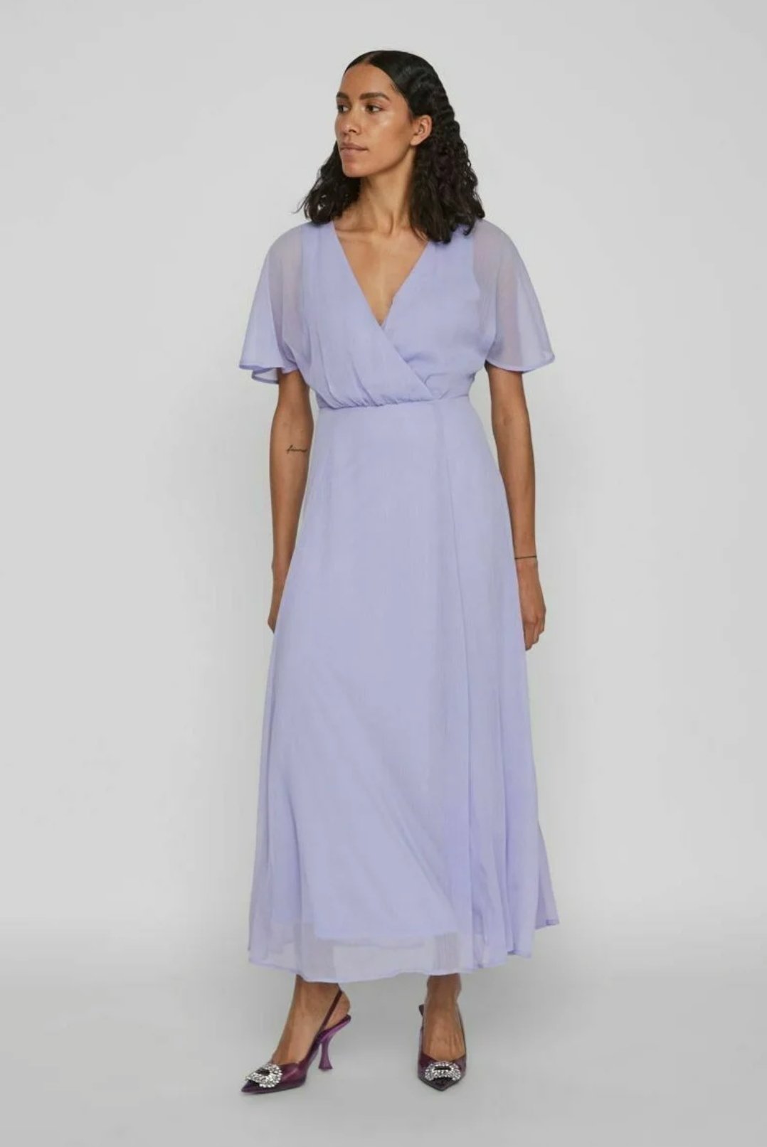 Maxi Lilac Flounce Sleeve Dress - Image 2