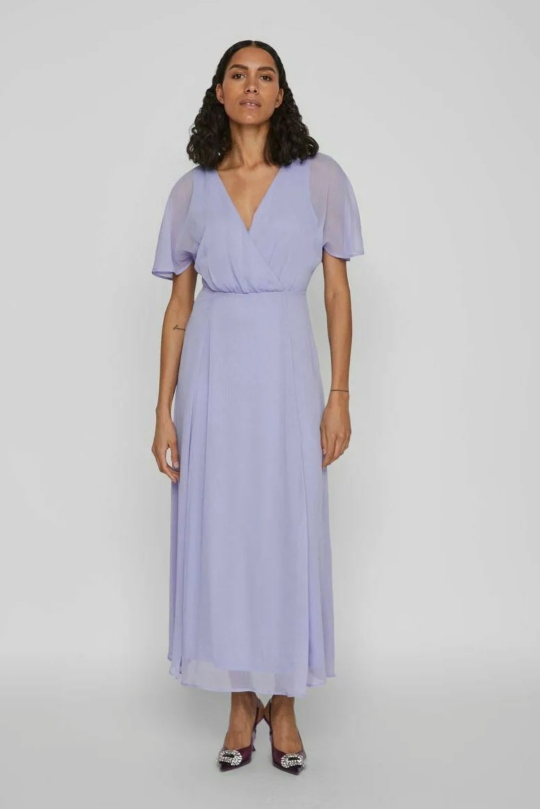 Maxi Lilac Flounce Sleeve Dress