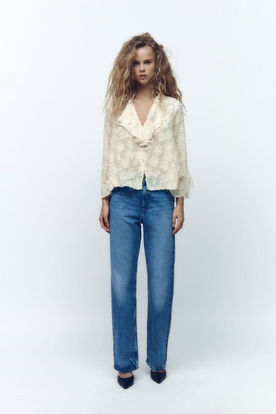 Ruffled Textured Blouse - Image 2