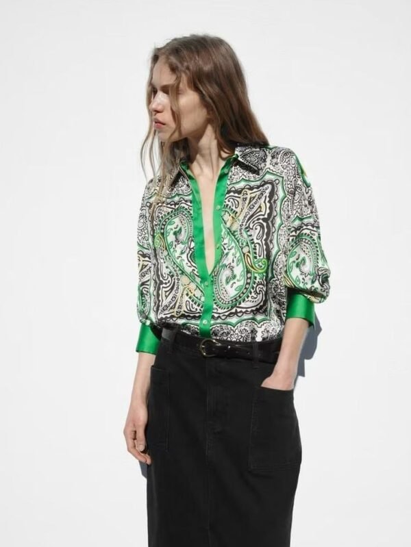 Paisley Print Satin Shirt | ZARA