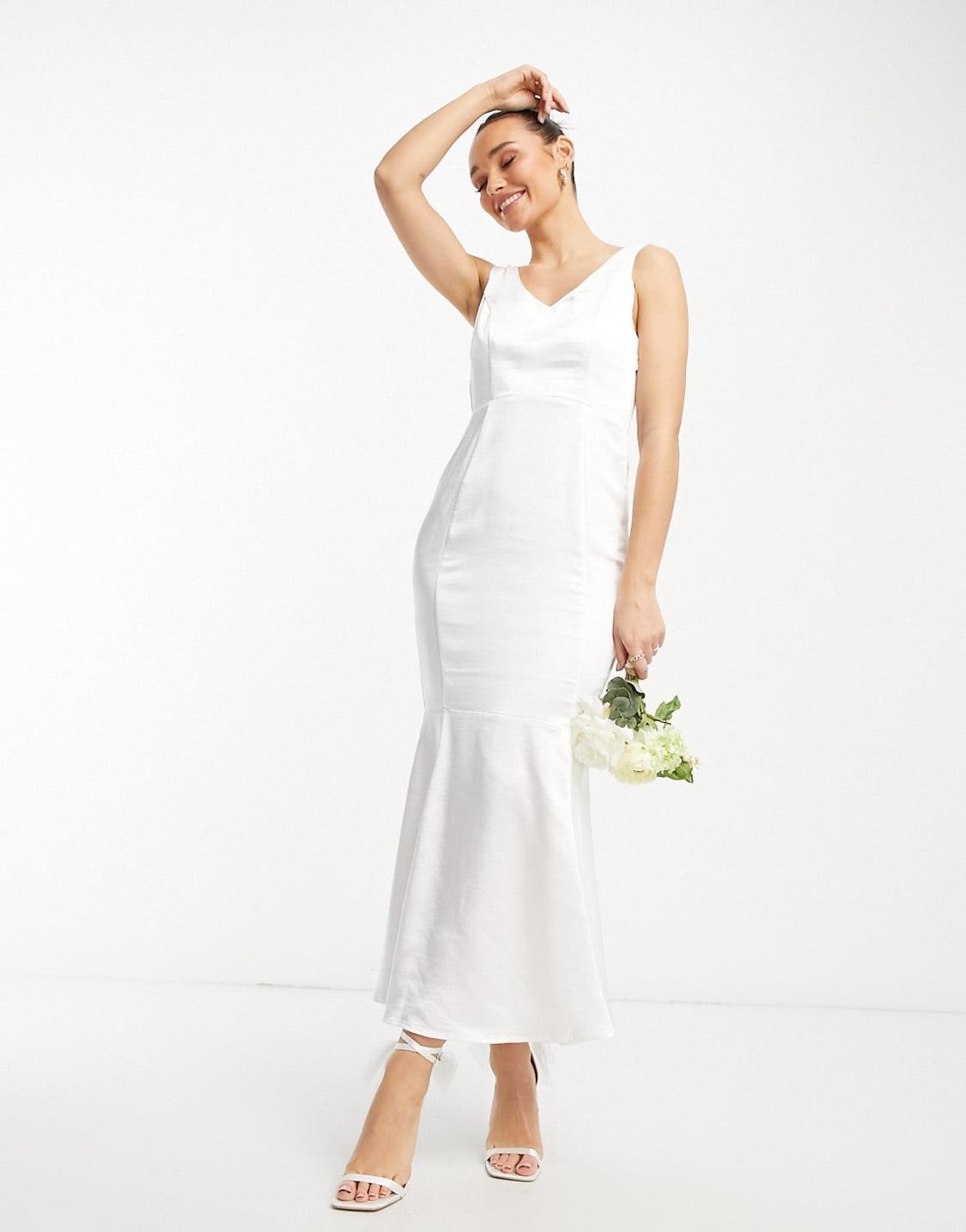 Midi White Mermaid Dress