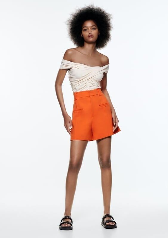 Orange High Waist Short