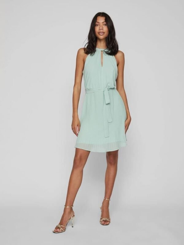 Pleated Tie Waist Dress