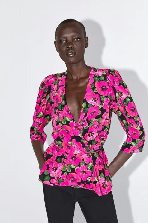 Floral Wrap Blouse