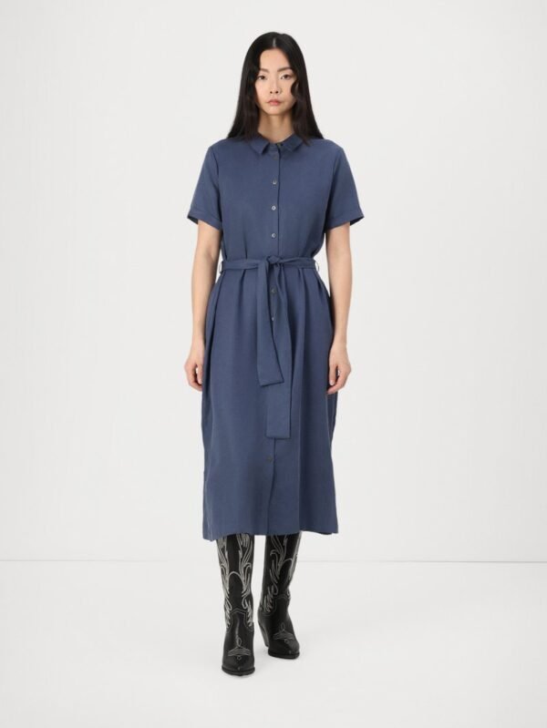 Navy Midi Button Through Dress