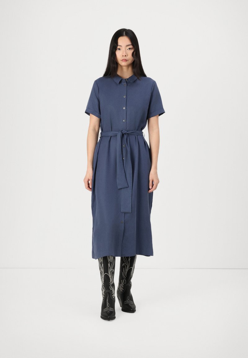 Navy Midi Button Through Dress