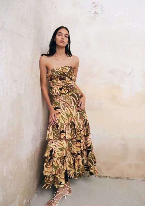 Linen Blend Skirt And Top Set