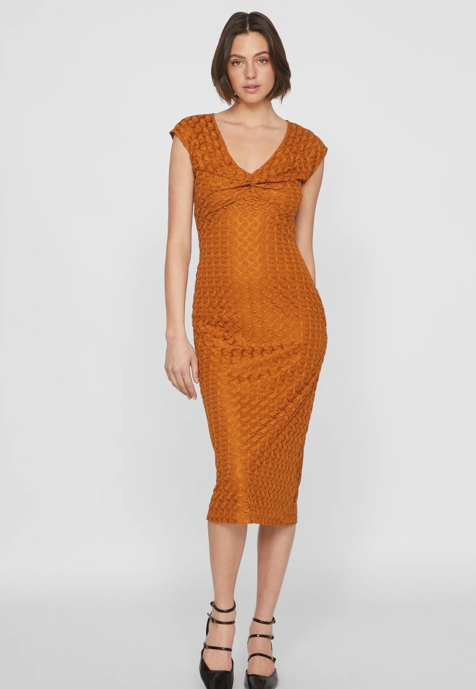 Mustard Midi Fitted Dress
