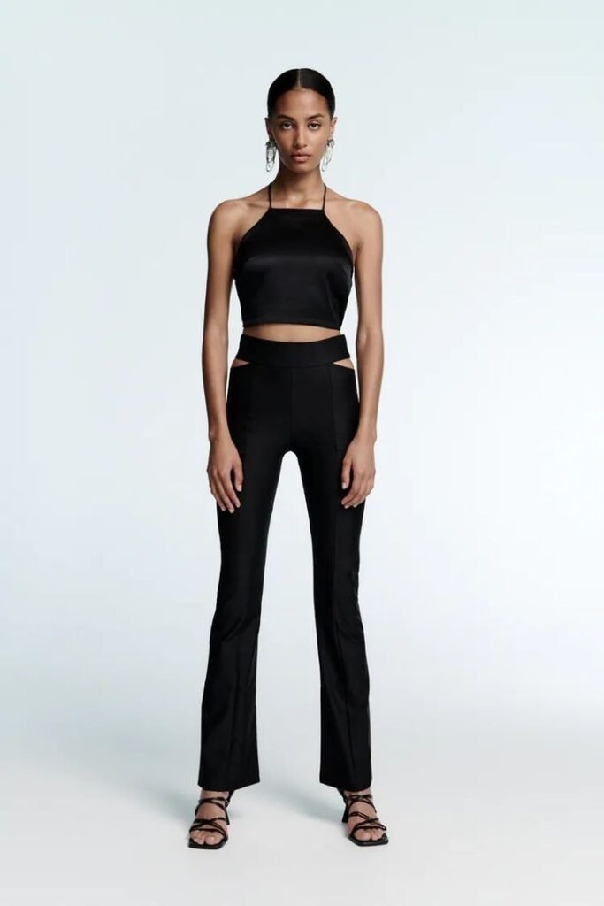 Cutout Waist Flare Pant