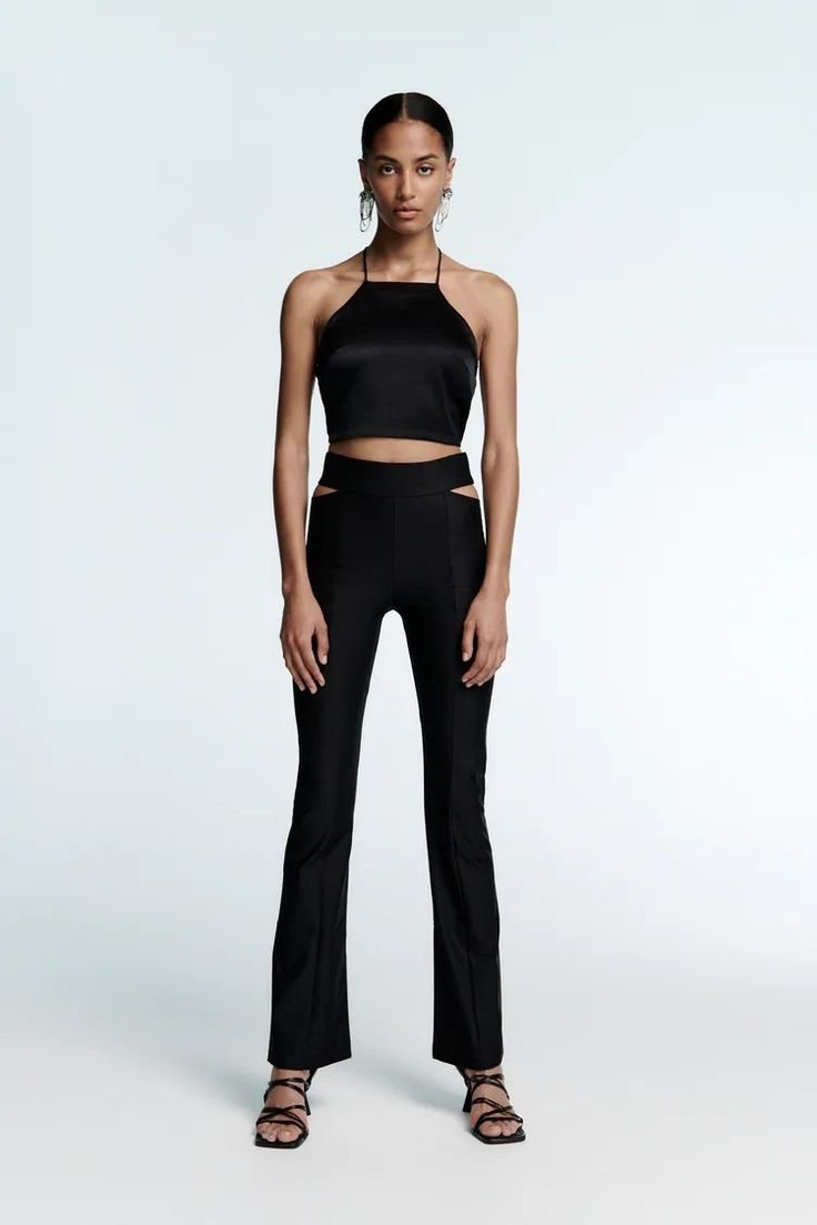 Cutout Waist Flare Pant