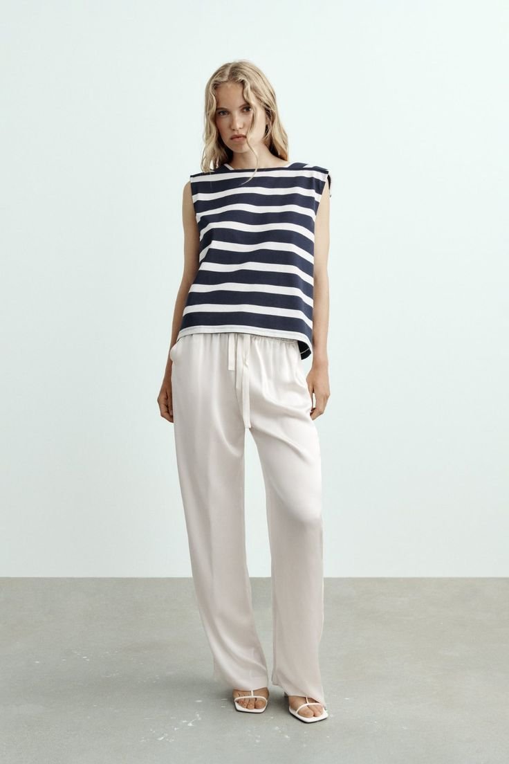 Stripe Tank Top With Shoulder Pads - Image 4