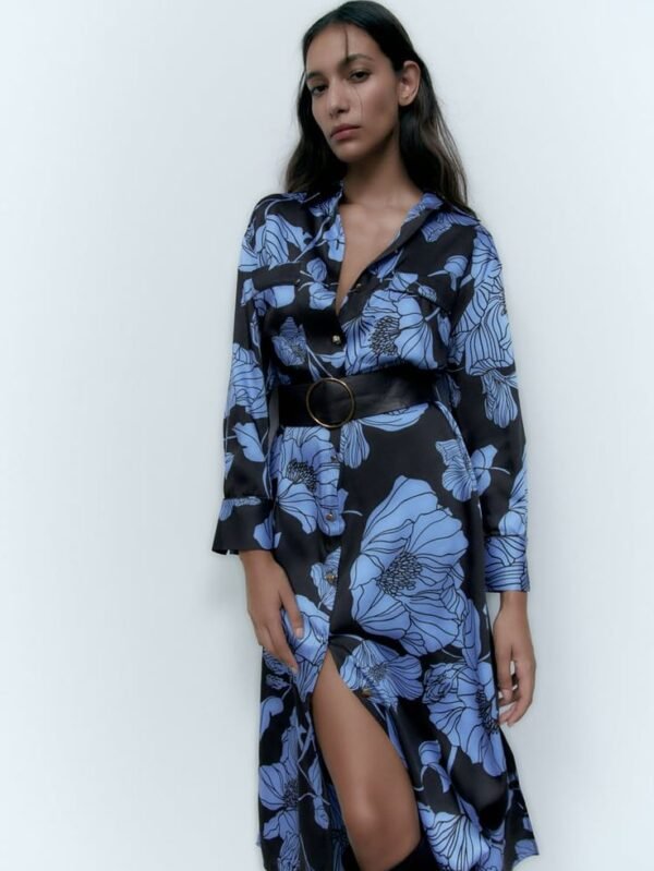 Floral Belted Shirt Dress