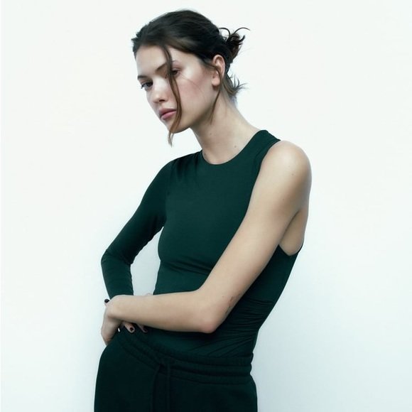 Green Asymmetric Bodysuit