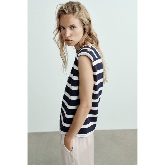 Stripe Tank Top With Shoulder Pads - Image 3