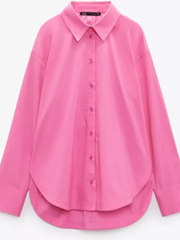 Pink Poplin Shirt With Heart Detail