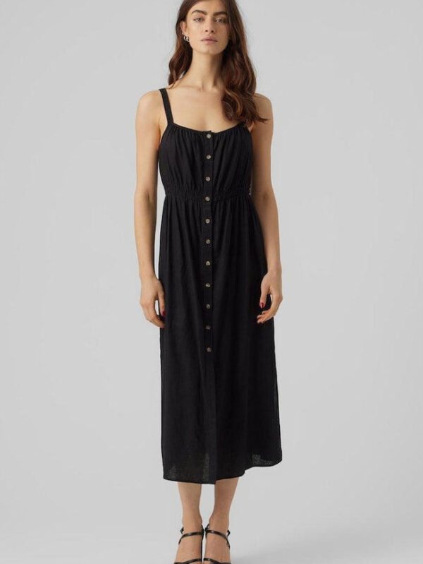 Linen Blend Midi Dress