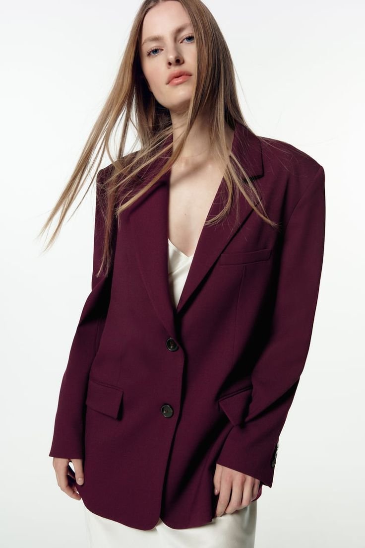 Burgundy Oversized Blazer