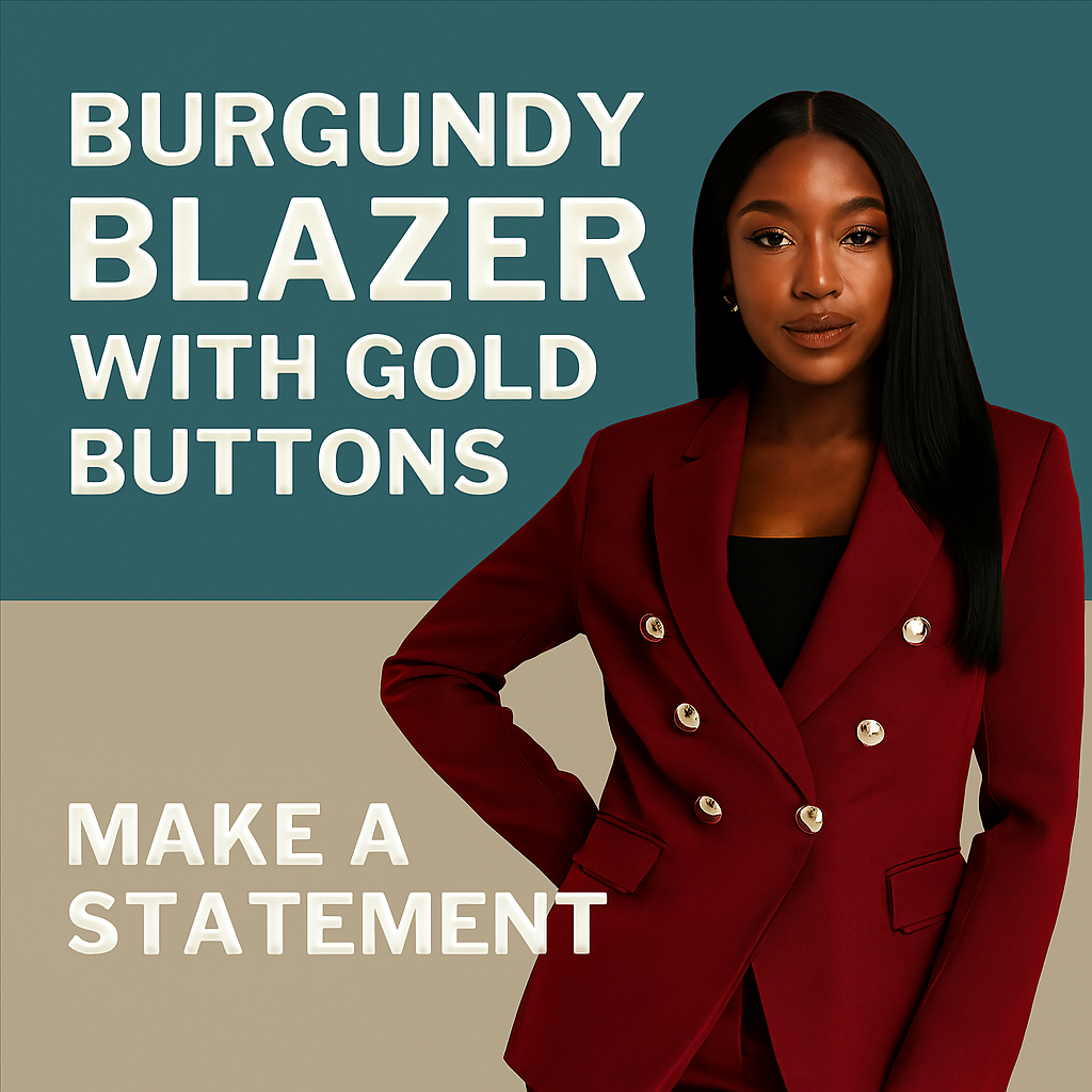 Burgundy Blazer with Gold Buttons