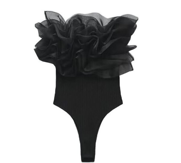 Organza Detail Strapless Bodysuit