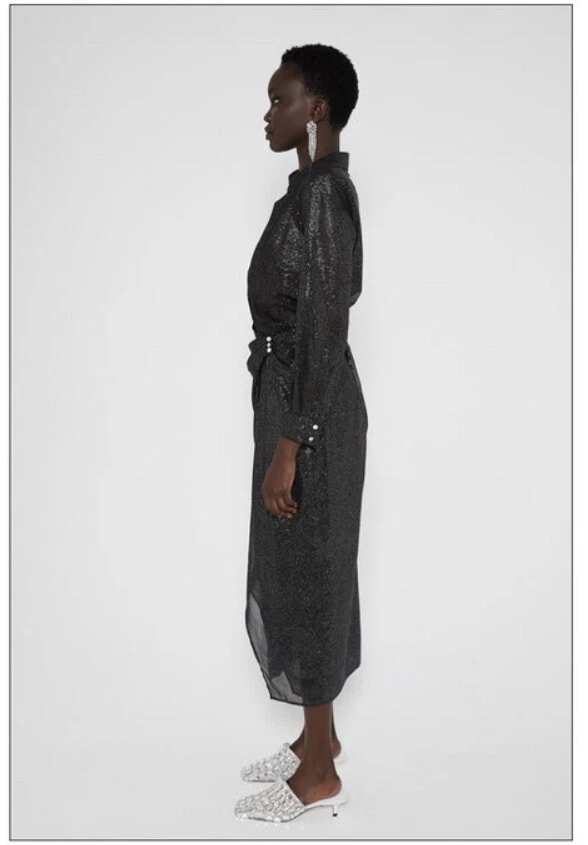 Shimmery Sequin Crossover Midi Dress - Image 3