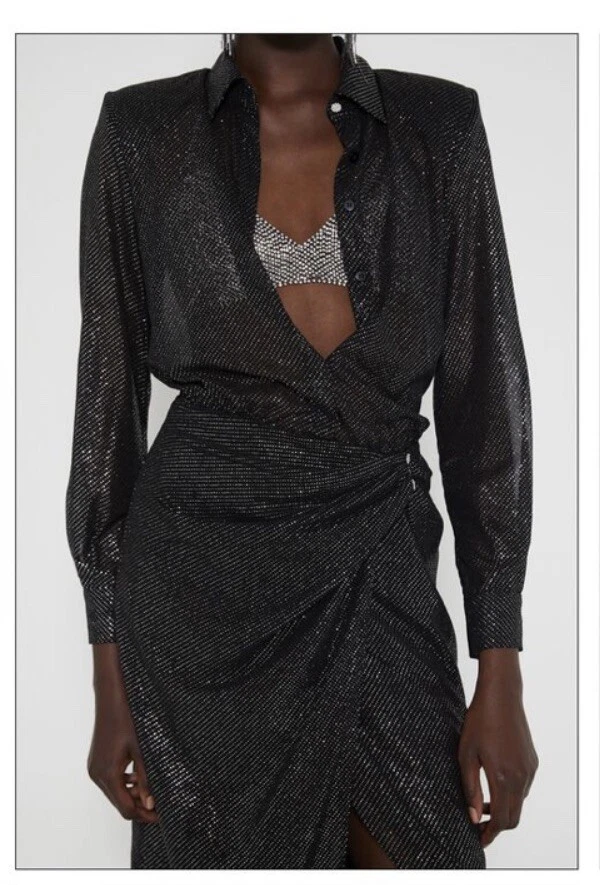 Shimmery Sequin Crossover Midi Dress - Image 4