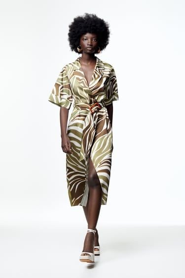 Animal Print Shirt Dress