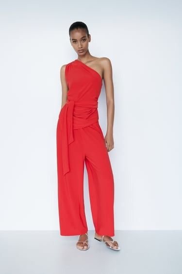 One Shoulder Belted Pant Set