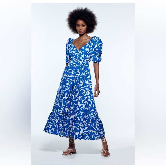 Poplin Printed Midi Dress