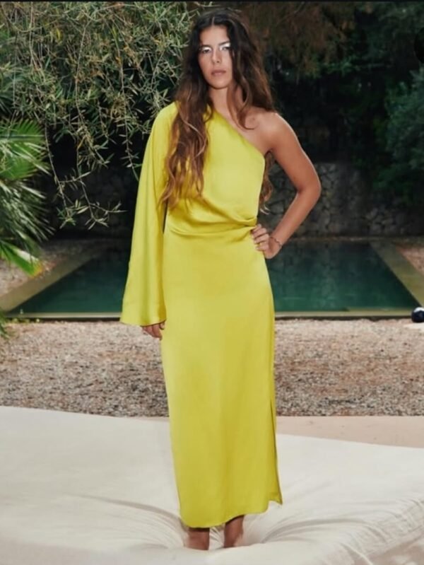 Midi Side Slit One Shoulder Dress