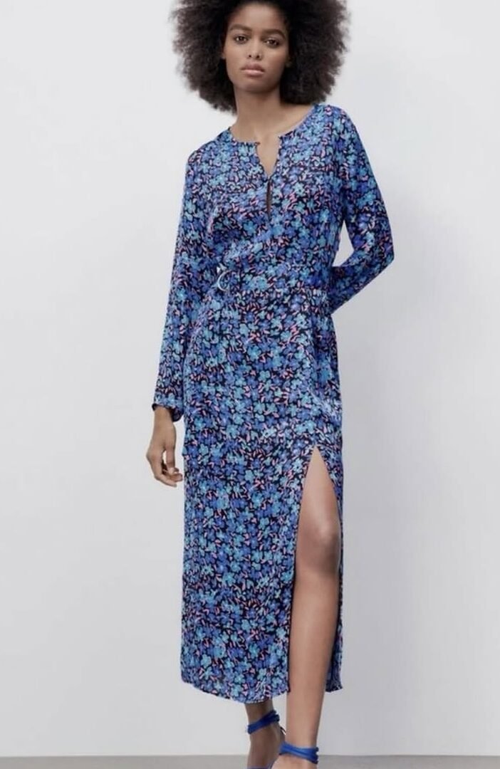 Midi Floral Belted Dress