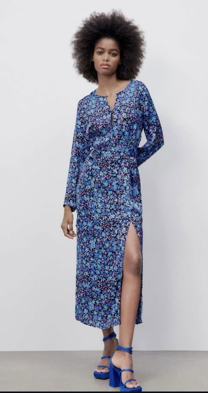 Midi Floral Belted Dress