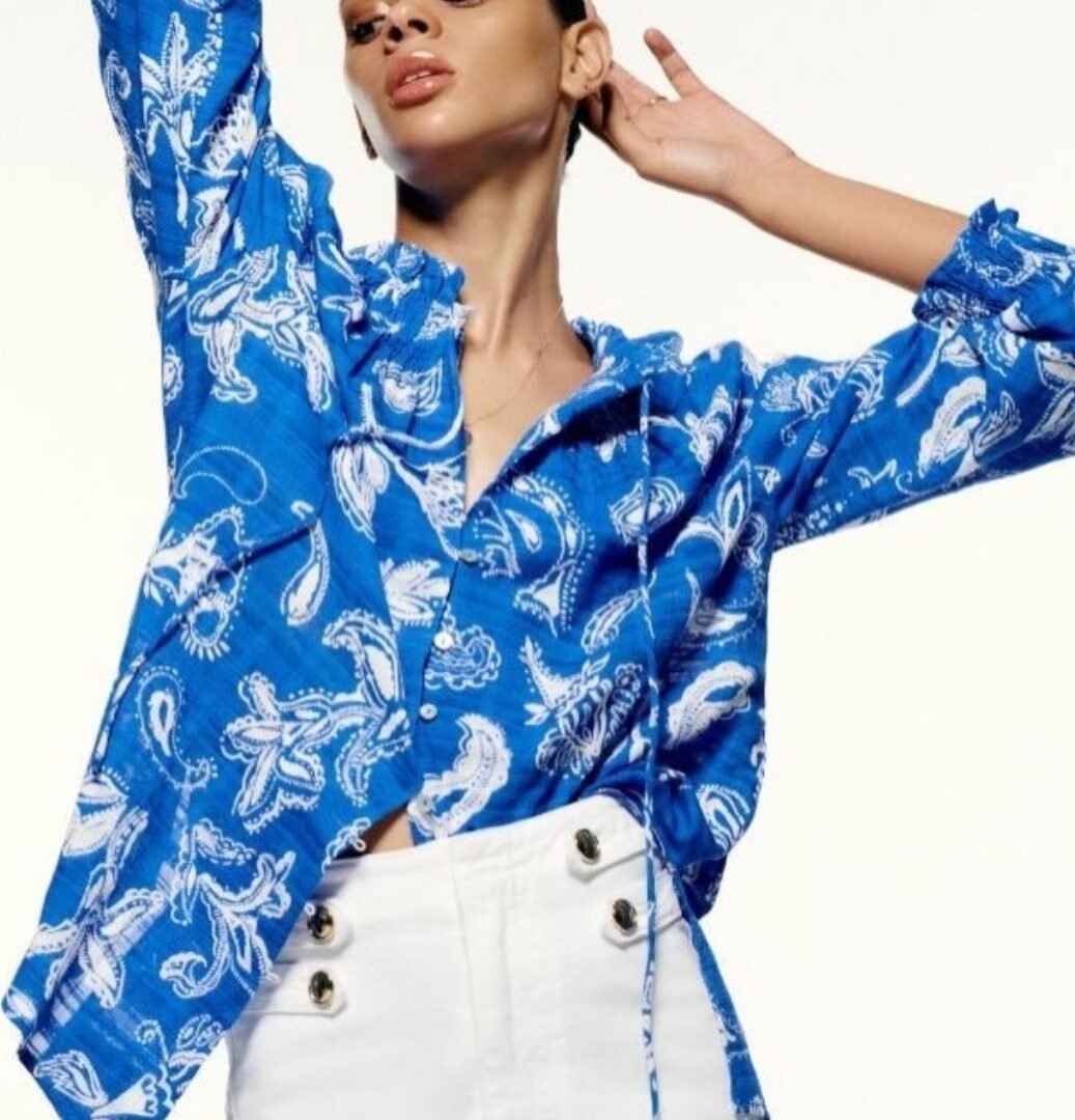 Blue Floral Blouse