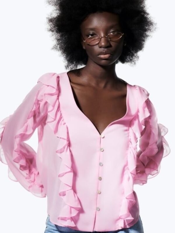 Pink Ruffle Blouse