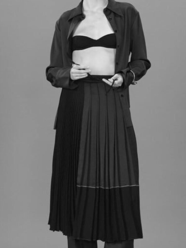 Navy Pleated Skirt