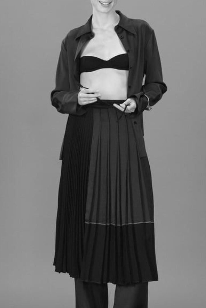 Navy Pleated Skirt