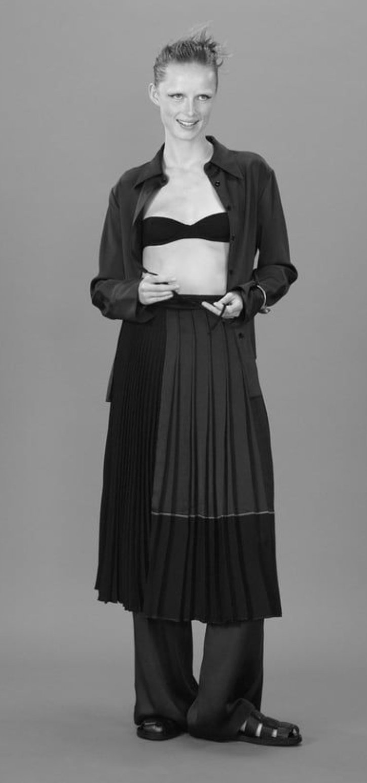 Navy Pleated Skirt