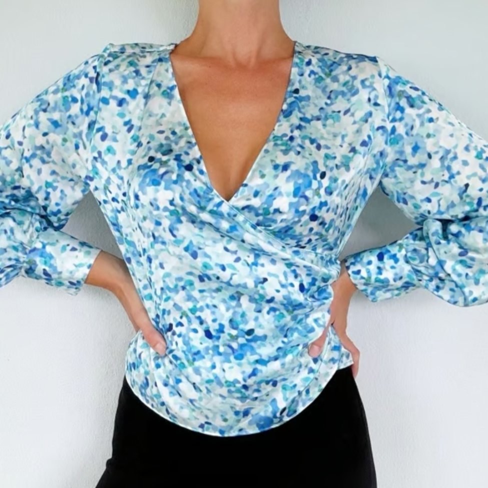 Satin Wrap Over Blouse