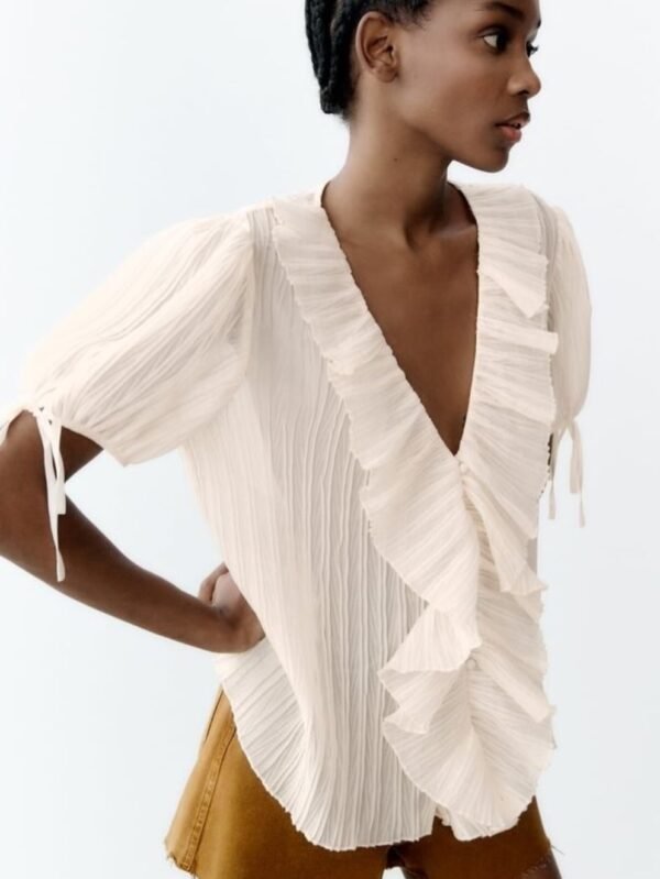 Plisse Ruffle Blouse