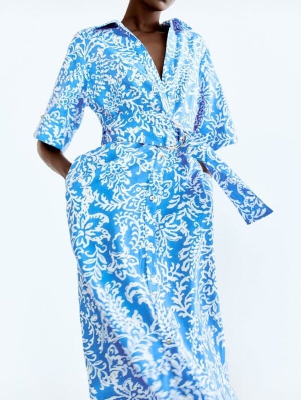 Belted Button Through Midi Dress