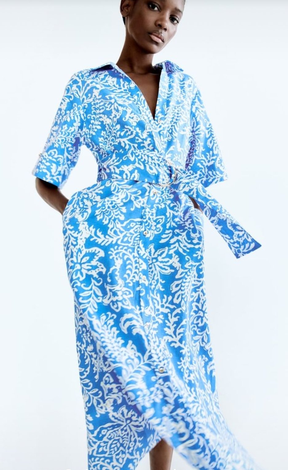Belted Button Through Midi Dress