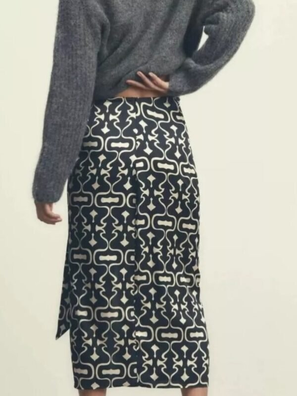 Print Midi Draped Front Skirt