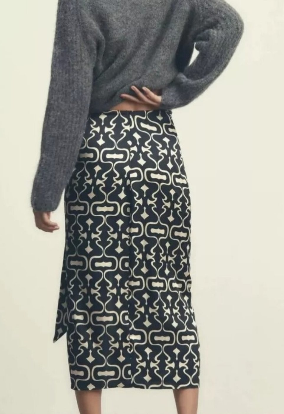 Print Midi Draped Front Skirt