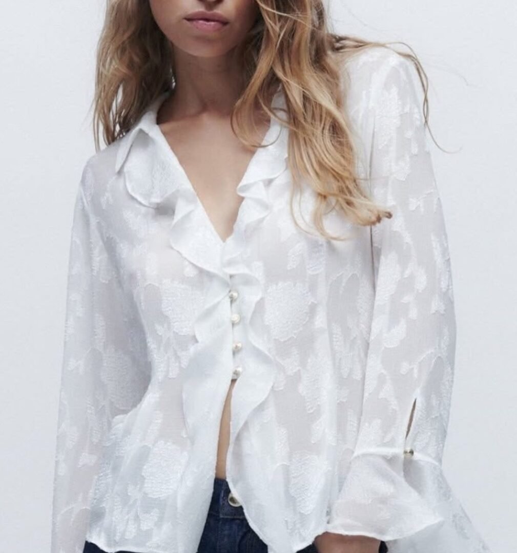 Ruffle Jacquard Top
