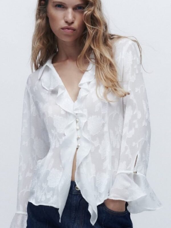 Ruffle Jacquard Top