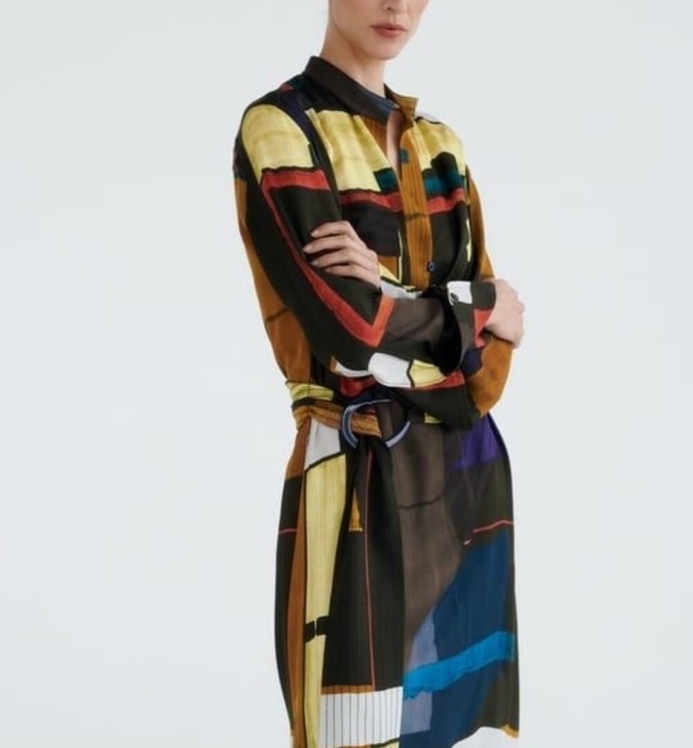 Print Midi Belted Dress